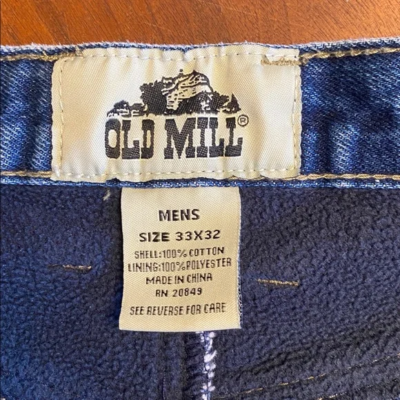 Old Mill Fleece Lined Jeans 33x32 - Picture 3 of 4